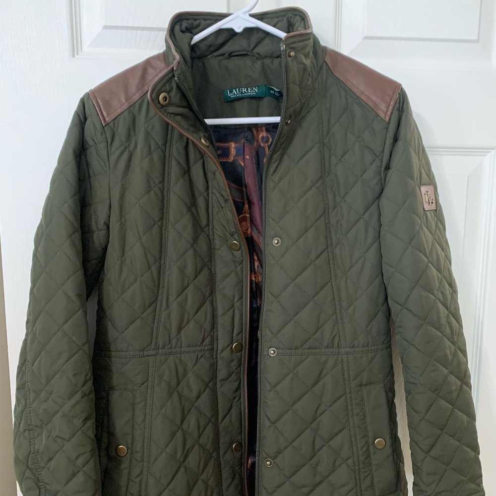 Ralph Lauren Quilted Faux Leather Trim Coat - Women's XS